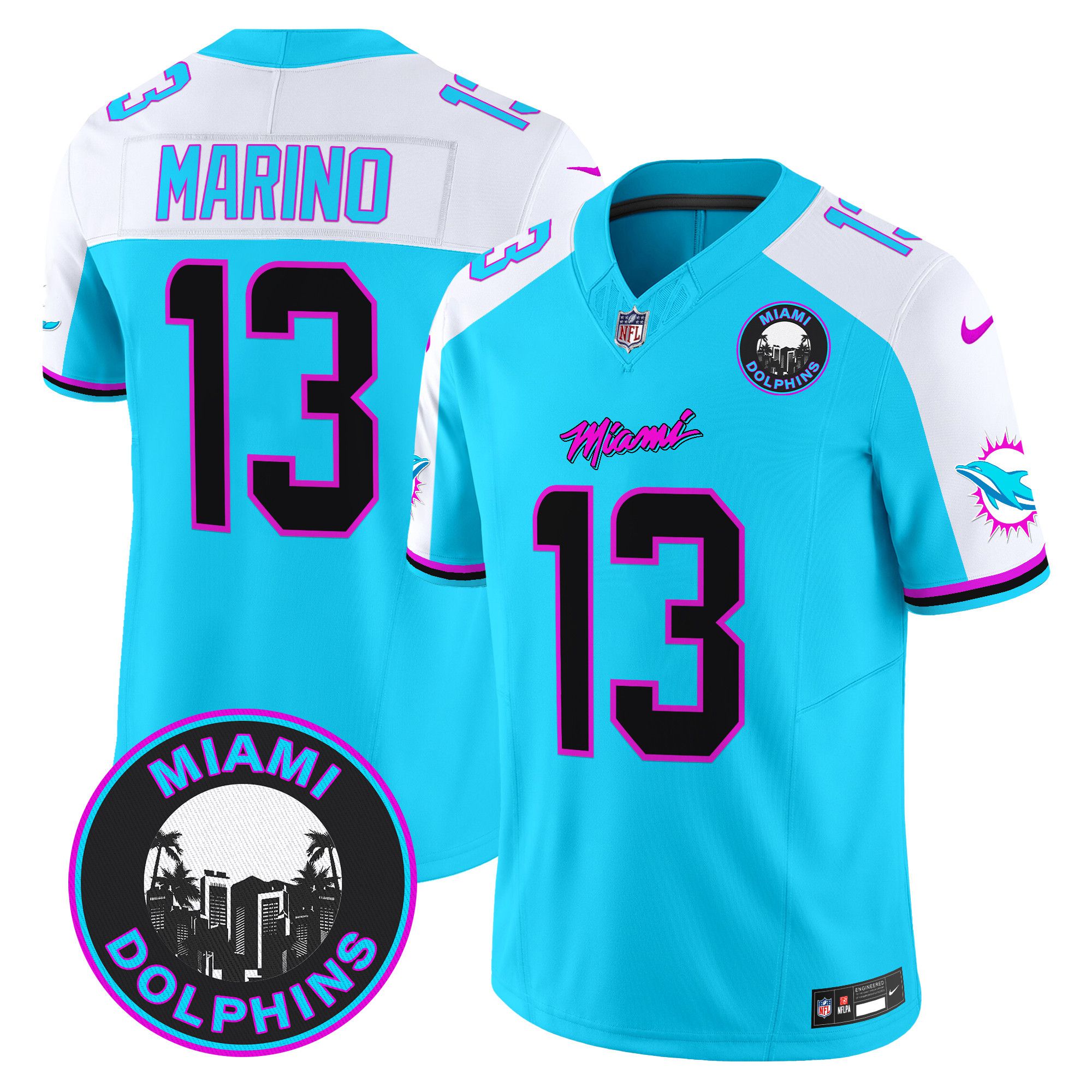 Men Miami Dolphins 13 Marino Light Blue 2024 Nike Vapor Limited NFL Jersey
